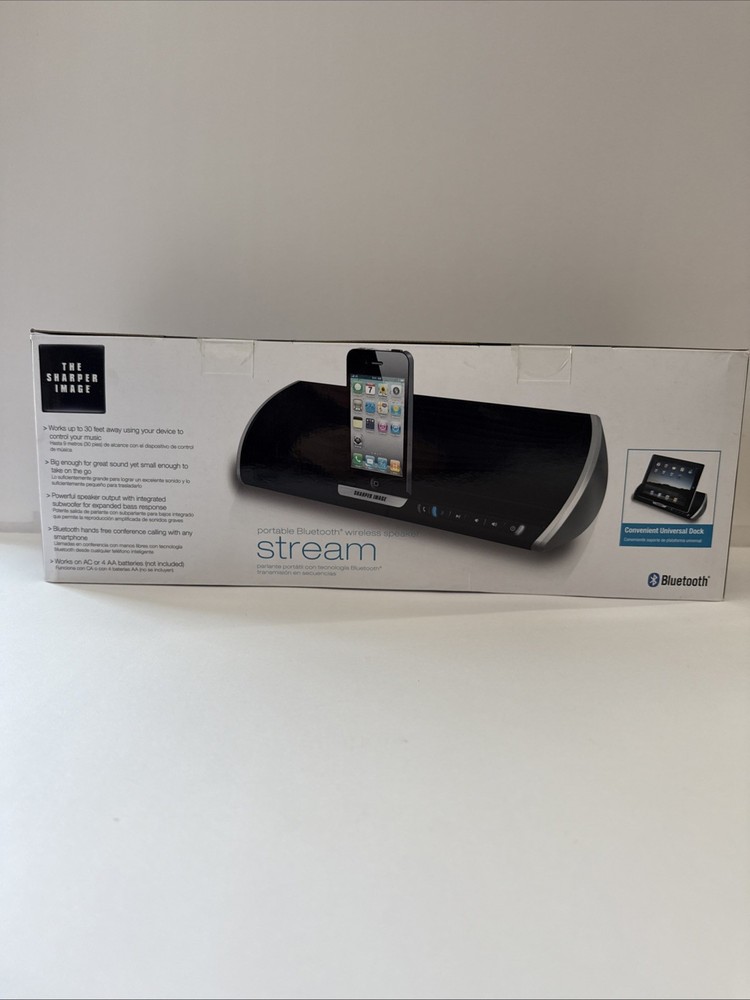 Sharper Image Stream Portable Bluetooth Wireless Speaker AC Or Battery Powered