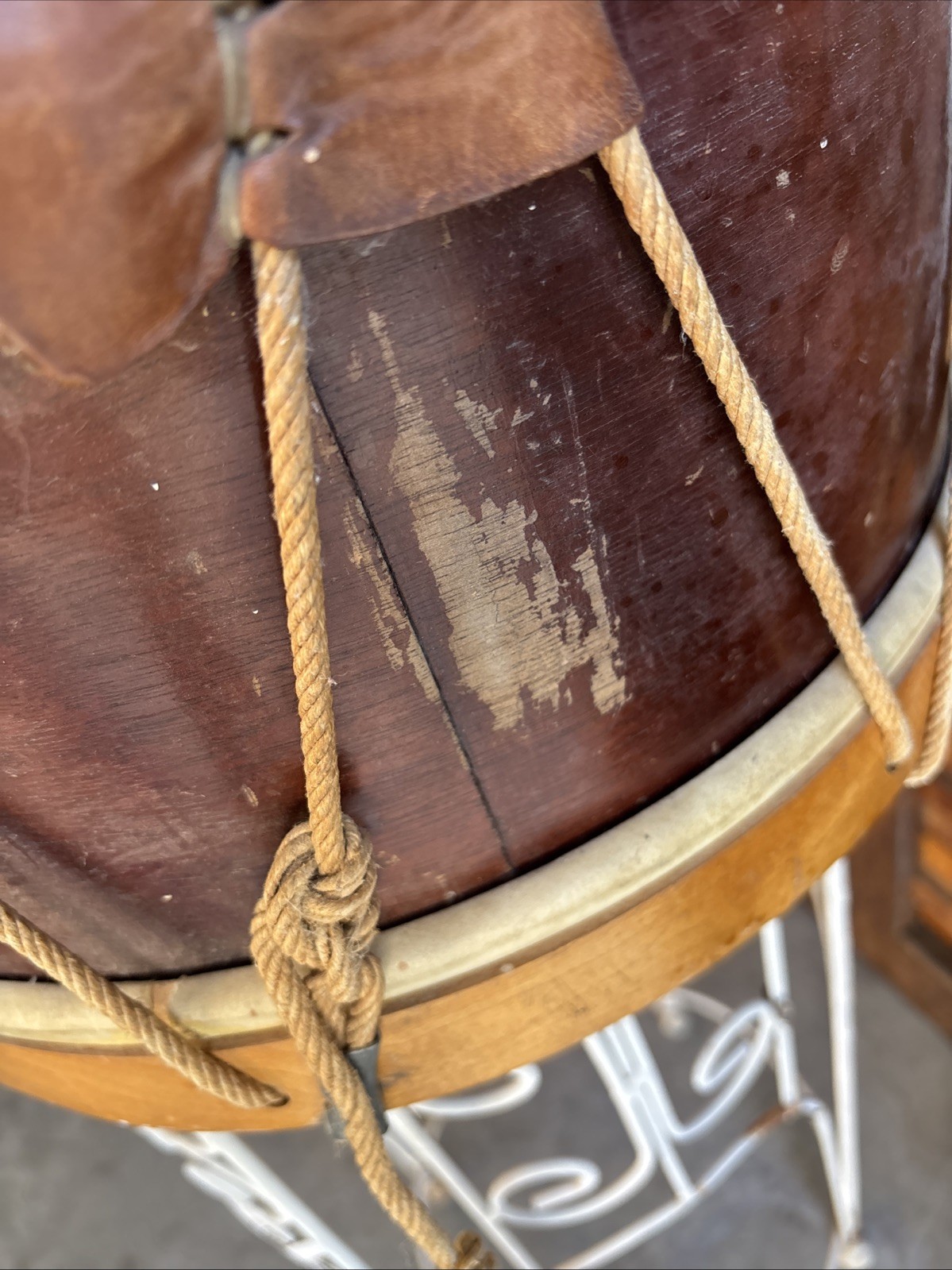 WWII U.S. MARKED WFL ROPE TENSION SNARE FIELD DRUM William F Ludwig