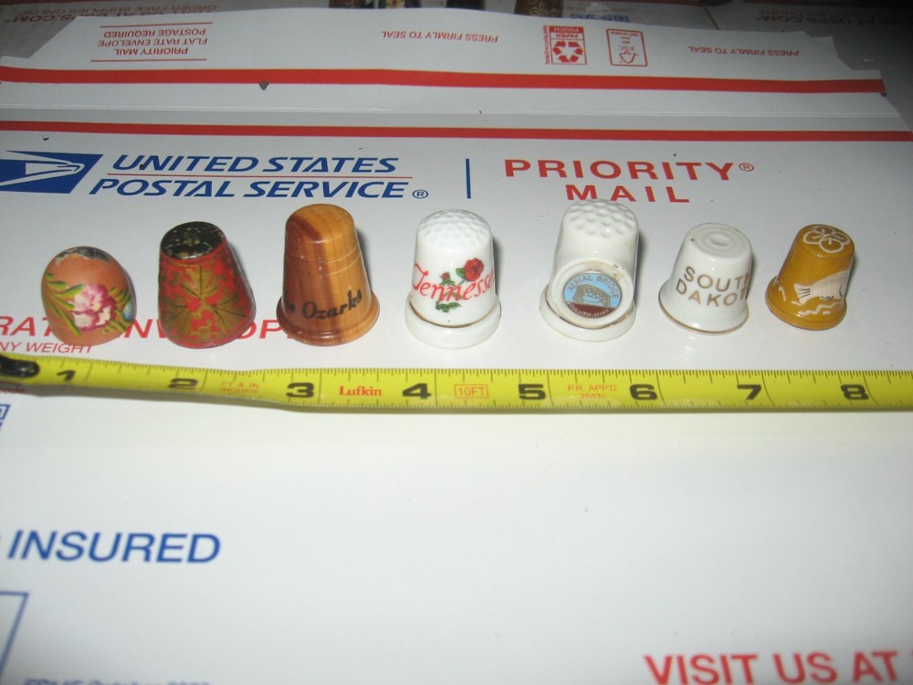 OLDER PORCELAIN THIMBLES WOOD THIMBLE AND CLAY THIMBLE {7}