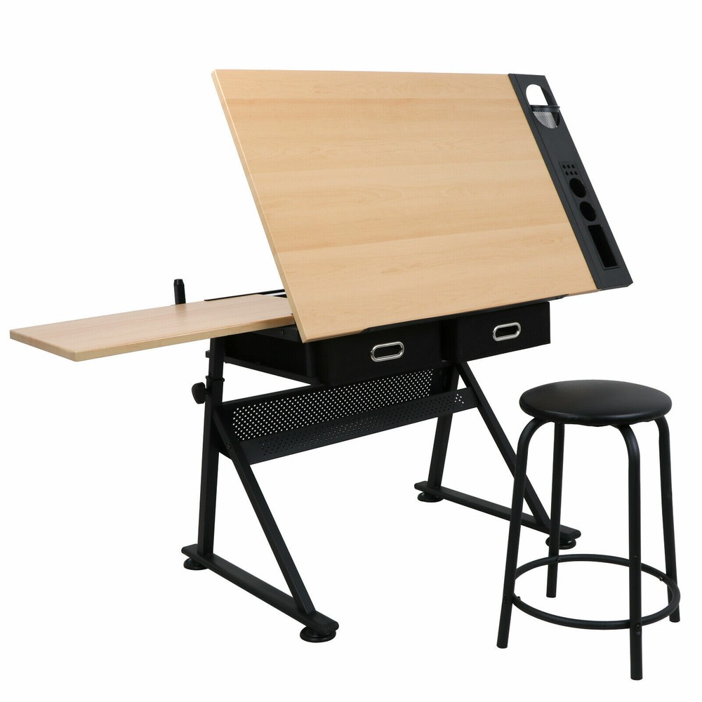 Adjustable Drawing Table Craft Draft Stage Platform W/ a Matched Premium Stool