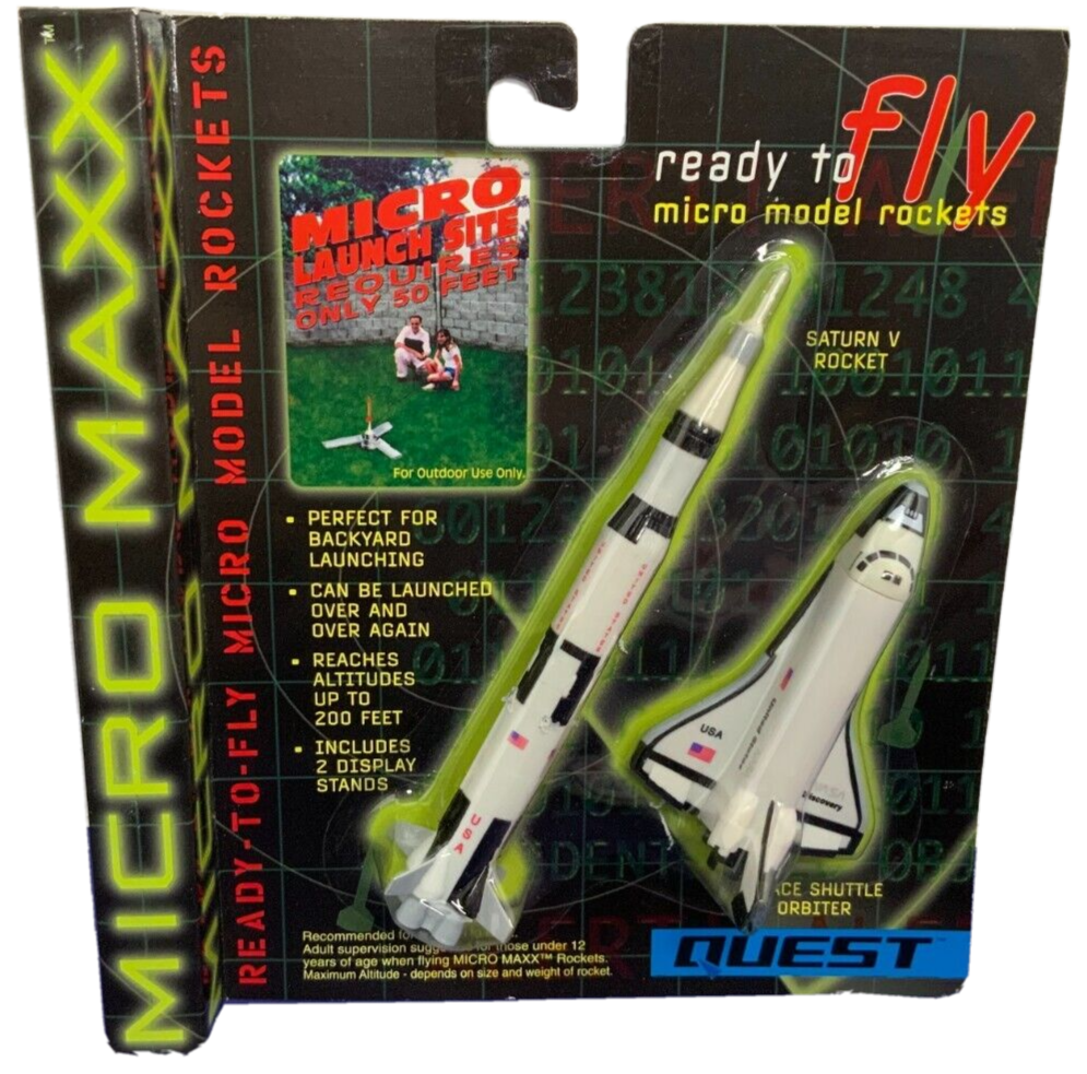 QUEST MICRO MAXX SET 2 ready-to-fly MODEL SATURN V ROCKET SPACE SHUTTLE toy SET