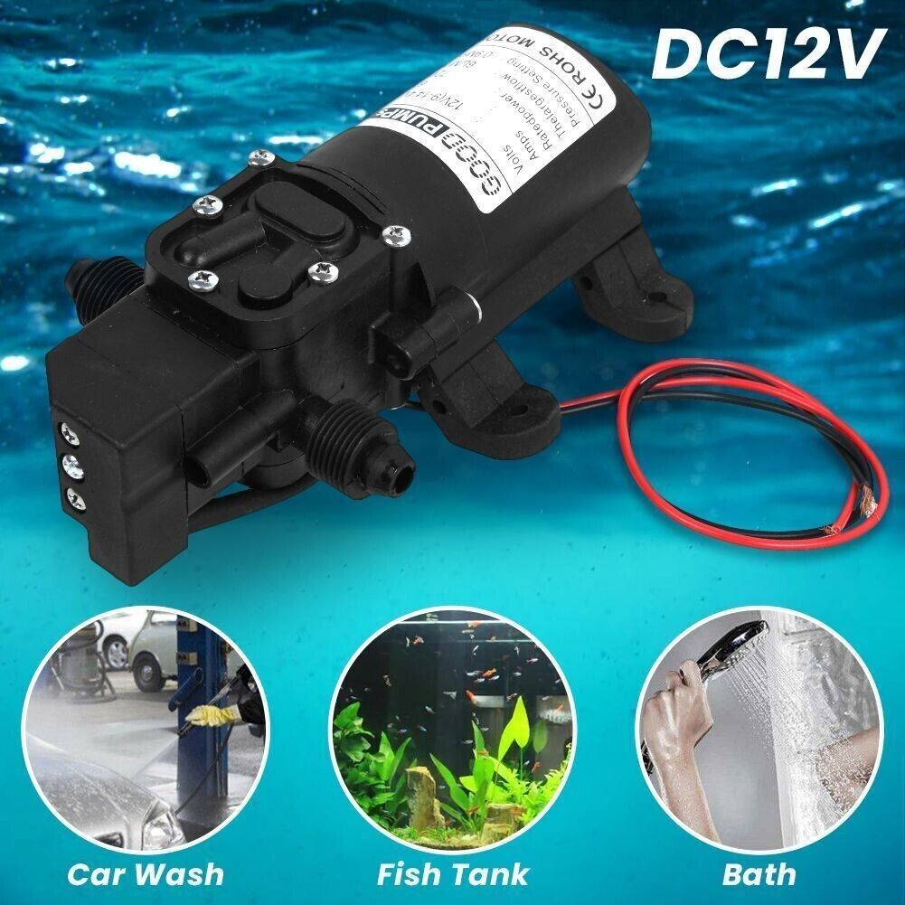 2Pcs 130PSI High Pressure RV Water Pump Diaphragm DC 12V Self-Priming 72W
