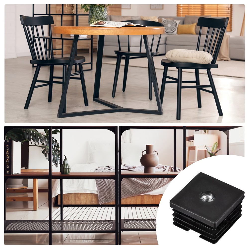 4Pcs 1.57"x1.57" Caster Insert with Thread, Square M8 Thread for Furniture