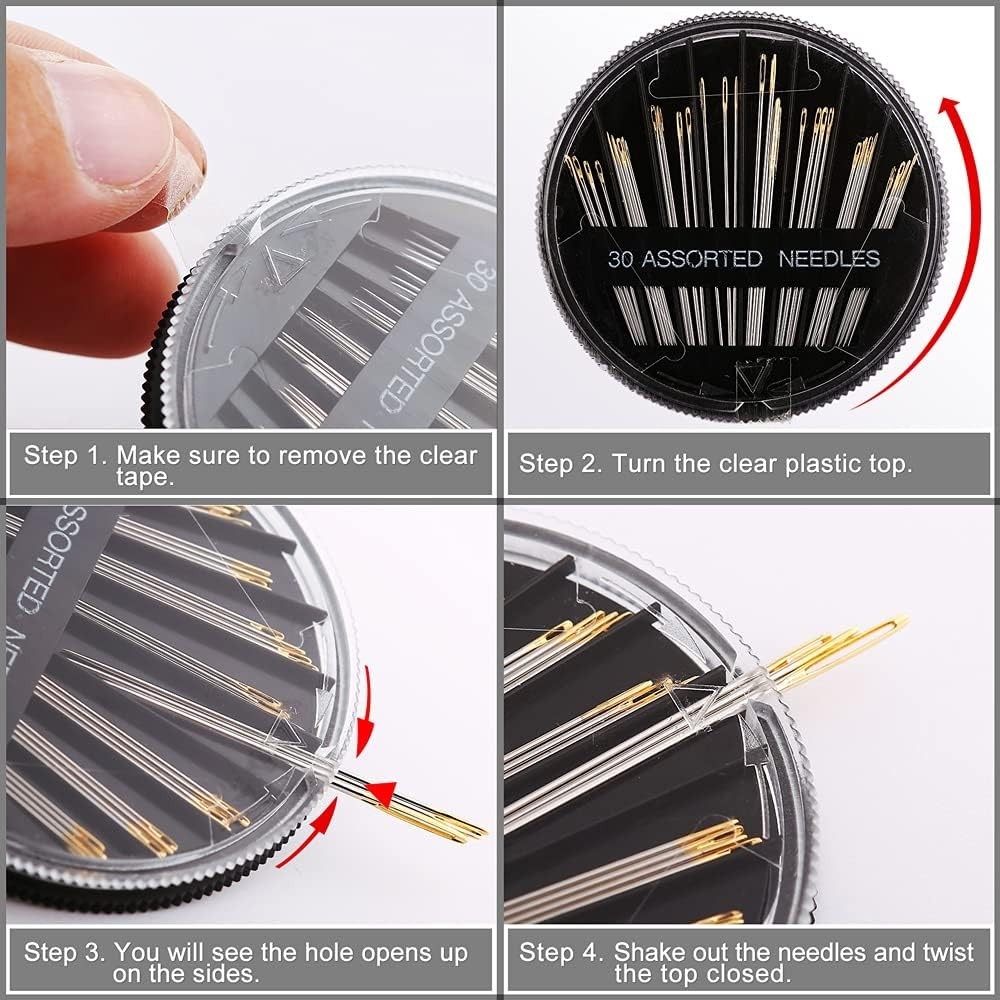 60Pack Sewing Needles for Hand Sewing Repair, 6 Sizes Assorted Needles with 4...