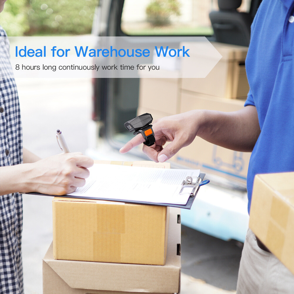 Eyoyo 1D 2D QR Code Finger Ring Scanner Wireless Wearable Barcode Scanner for PC