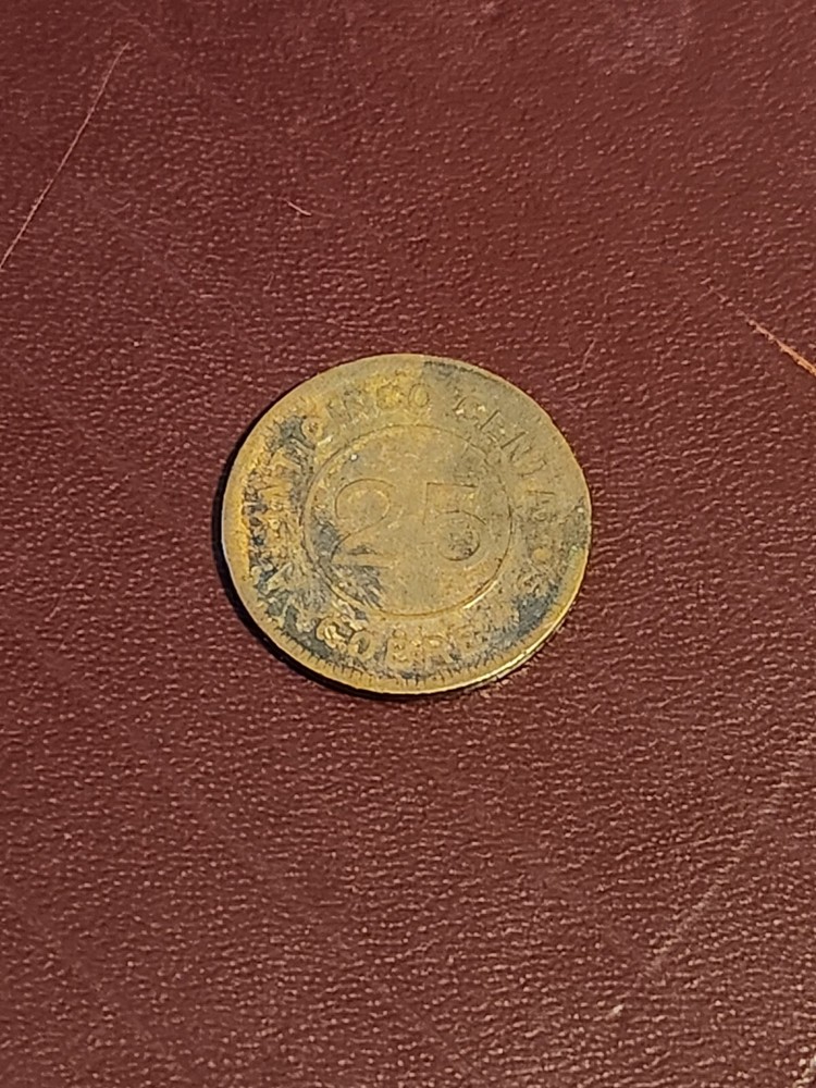 1915 Guatemala Provisional Coin 25 Centavos