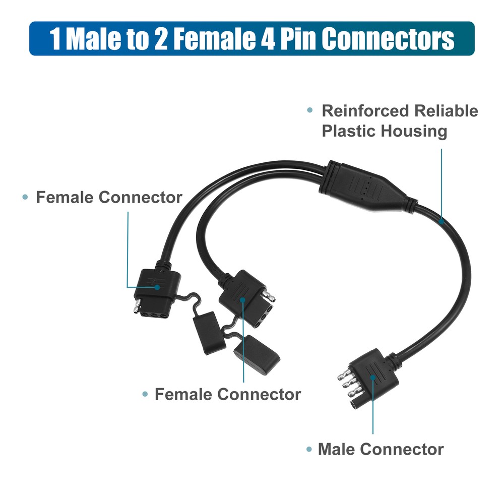 Universal Pack (1) Trailer Wiring Harness Extension Connector Splitter Cable