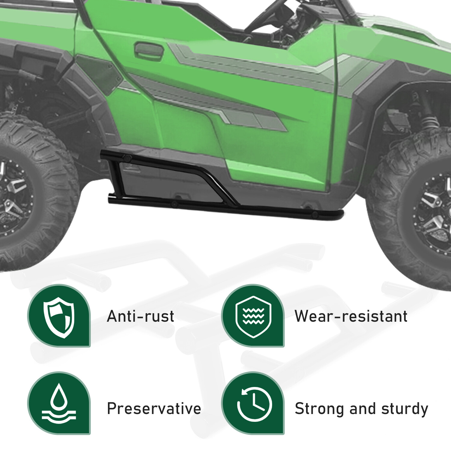 For Polaris General 1000 2016-2025 Steel Kick Out Nerf Bar Rock Sliders 2-Seat