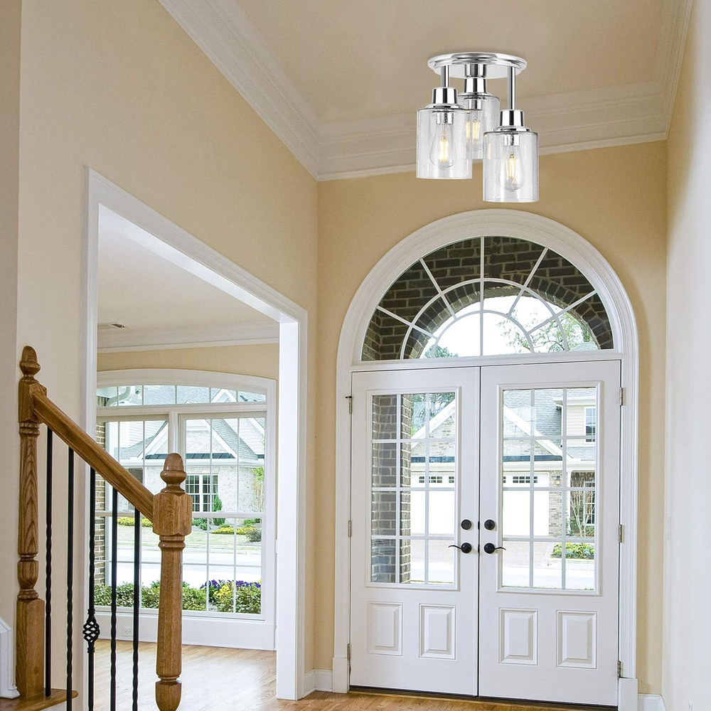 Semi Flush Mount Ceiling Light, 3-Light Close to Ceiling Light Fixtures, Electro