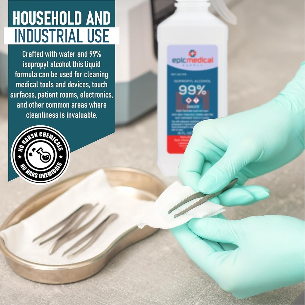 Versatile 99% Isopropyl Alcohol Cleaner, 16 oz Bottle for Effective Sanitization