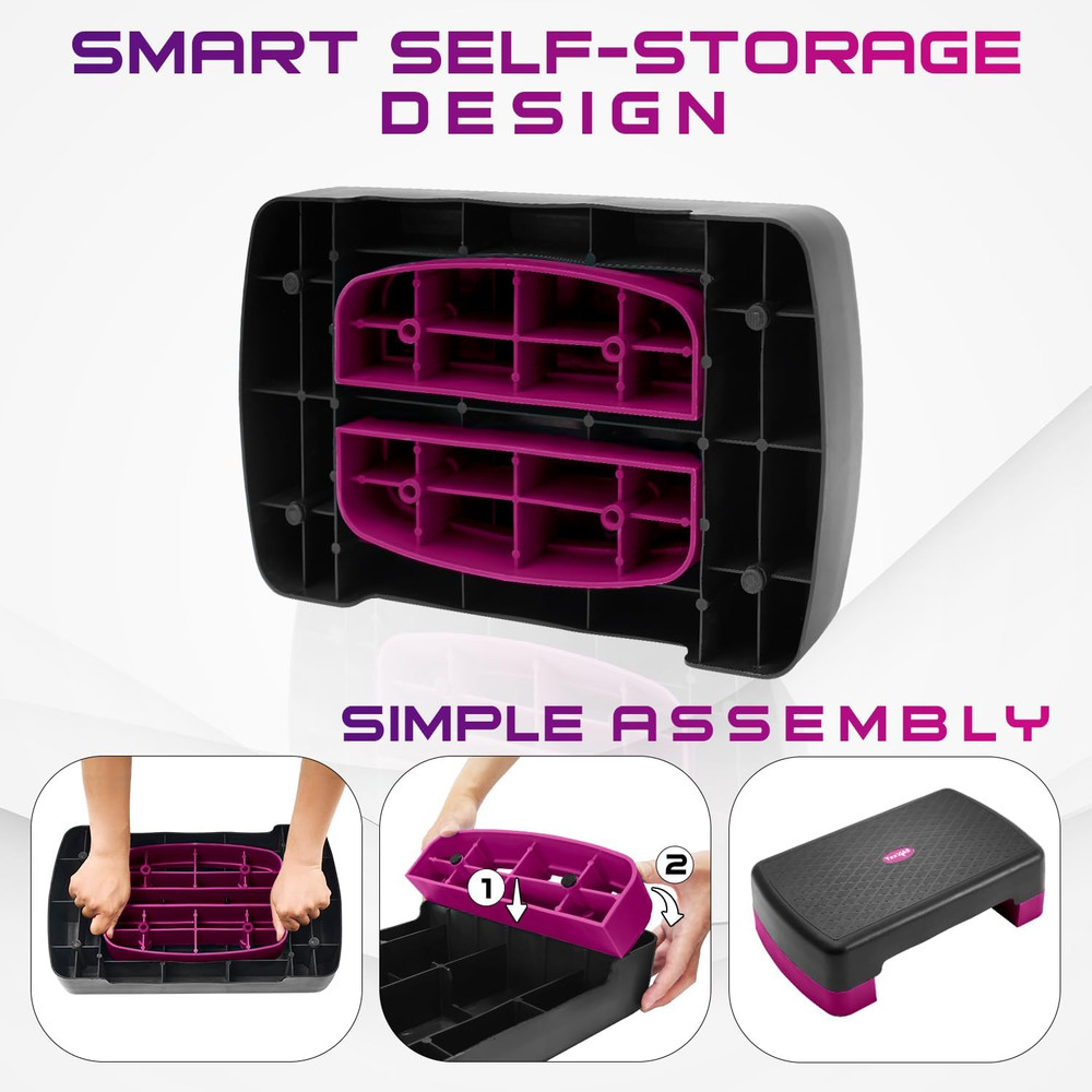 Aerobic Exercise Step Platform, Exercise Stepper with Risers for Cardio and Stre