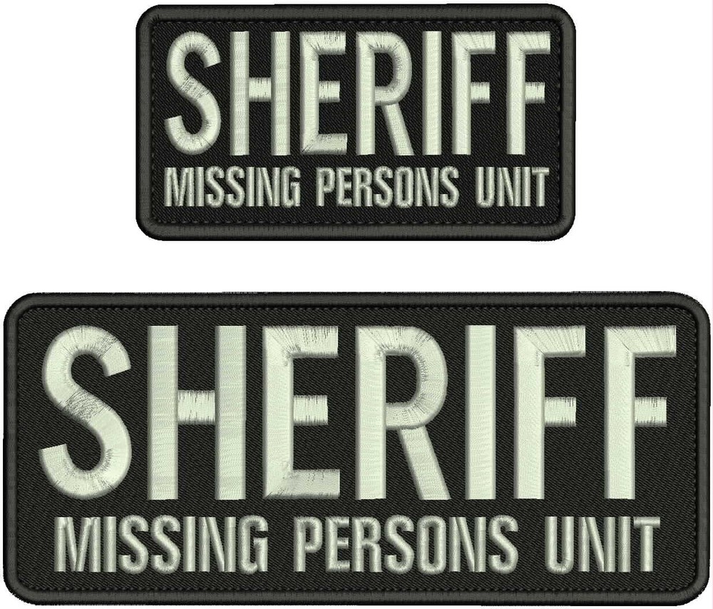 SHERIFF M P UNIT EMB PATCH 4X10 AND 3X6 hook & LOOP  back SILVER ON BLACK