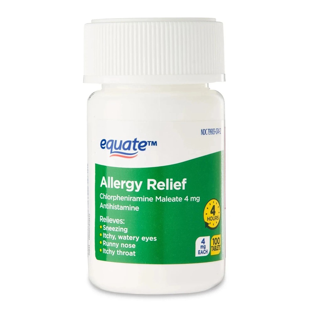 Equate Allergy Relief Chlorpheniramine Tablets 100 Count – 2 Pack