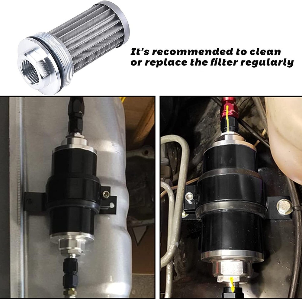 100 Micron Inline Fuel Filter w/ 6AN 8AN 10AN Fitting E85 Adapter Fuel Filter
