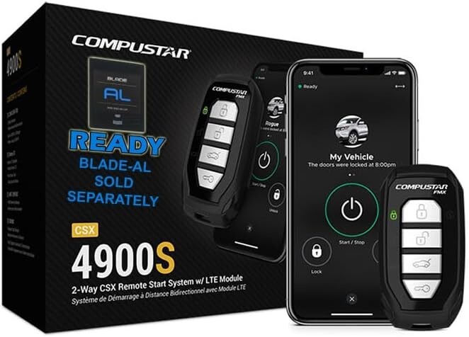 Compustar CSX4900-S 4-Button 2-Way, 3000' Remote Start System w/Drone X1LTE