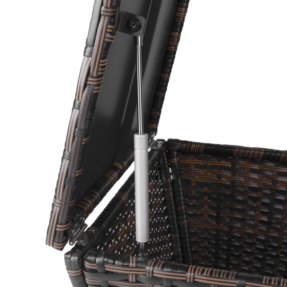 Outdoor PE Wicker Side Table with Storage, Small Patio Storage Bin Container