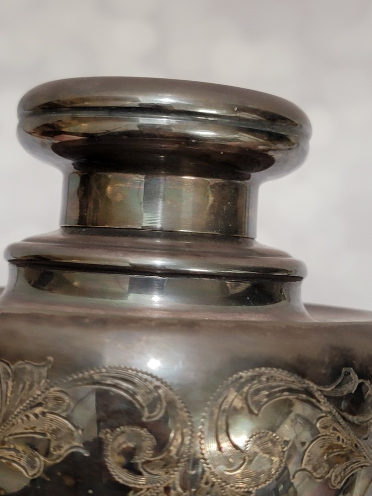 Antique Sheffield Silverplate Tea Caddy Etched Pattern