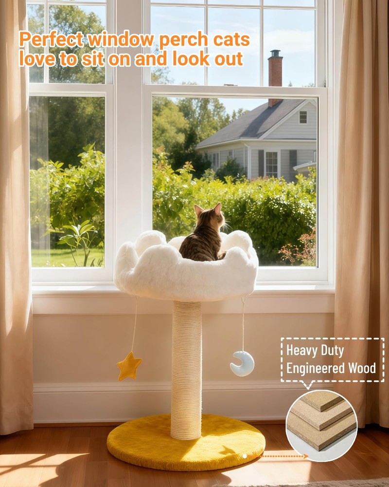 Happi N Pets Cloud Cat Tree, Scratching 22" with Post, White