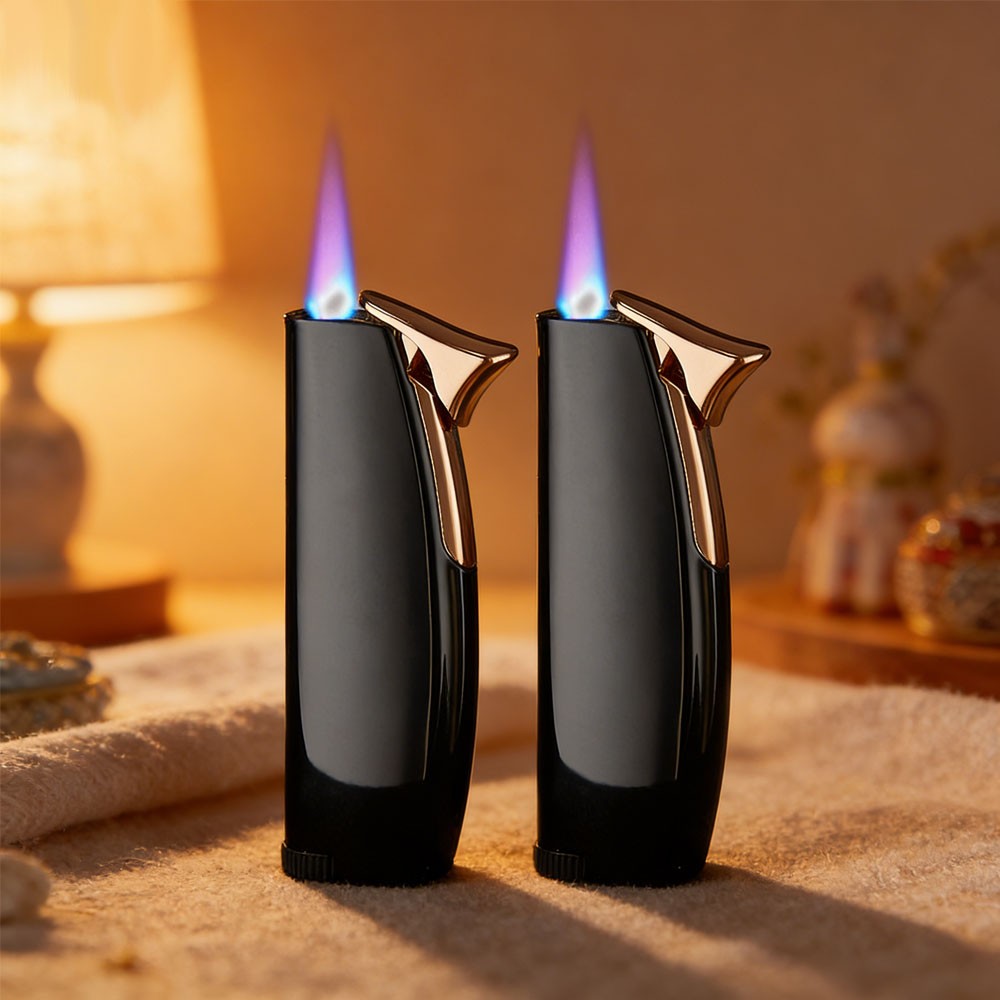 Stylish Compact Windproof Lighters 2 pcs Modern Mirror Effect Design Lightweight