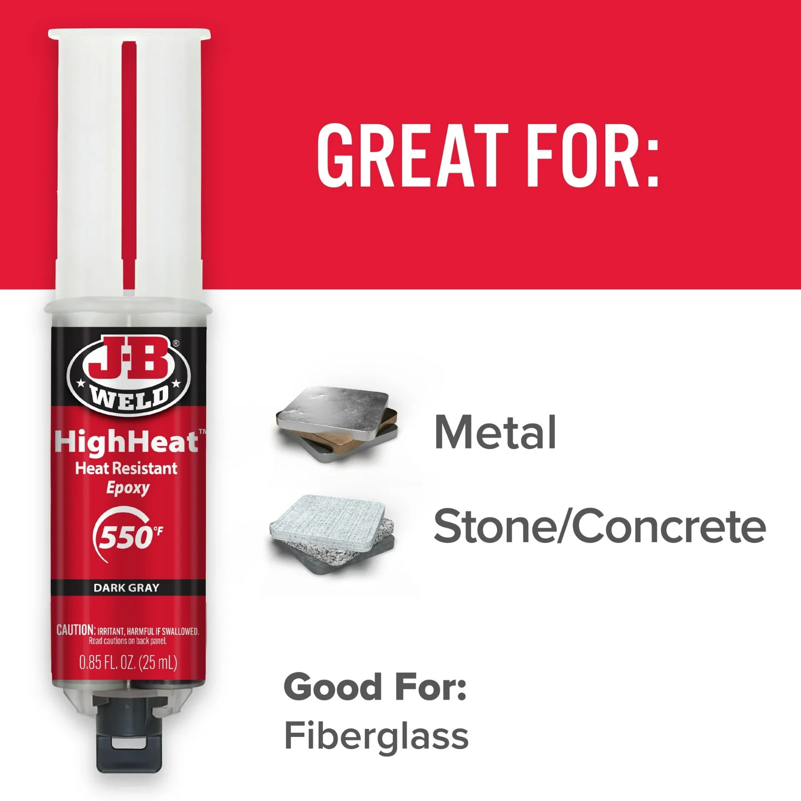 J-B Weld High Heat Epoxy Dark Grey Syringe Heat Resistant Adhesive for Metal