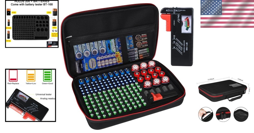 Portable Fireproof Battery Storage Box with Tester - Safe & Lightweight Solution