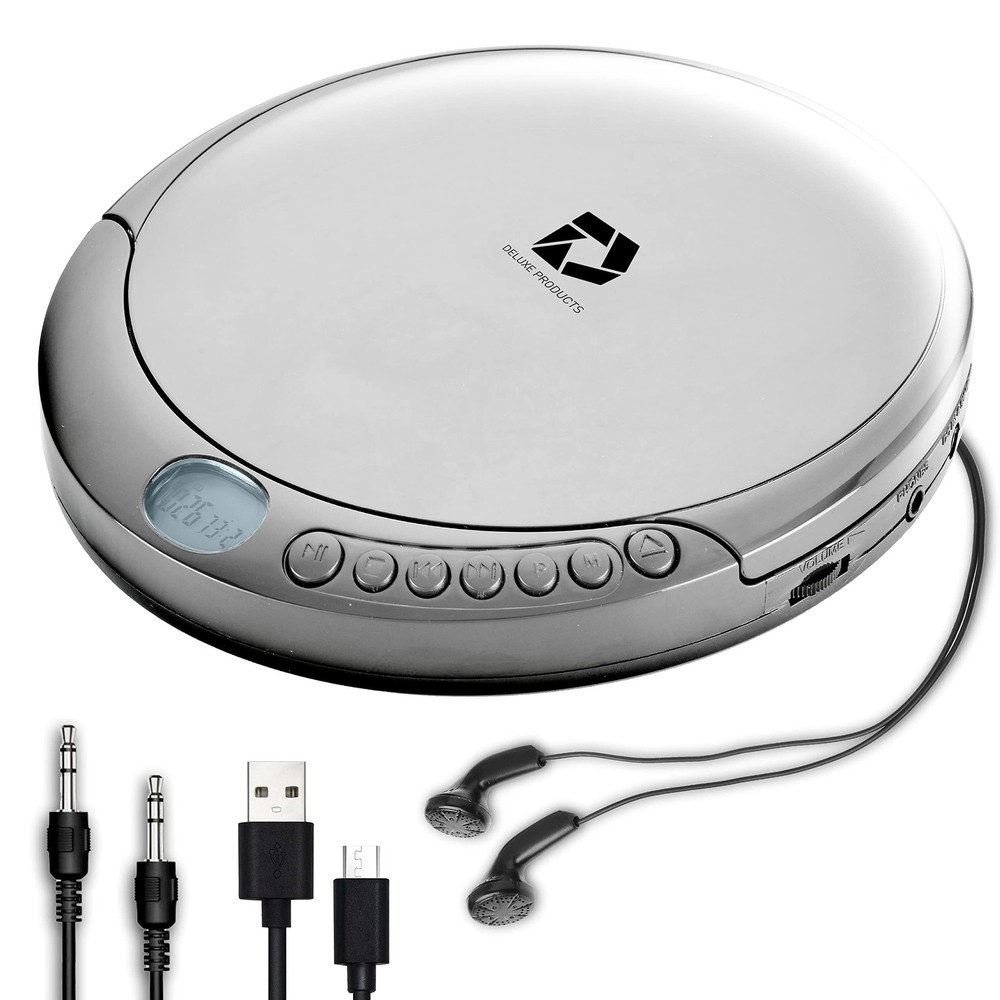 CD Player W 60 Second Anti Skip, Stereo Earbuds, Aux in Cable & AC USB Cable