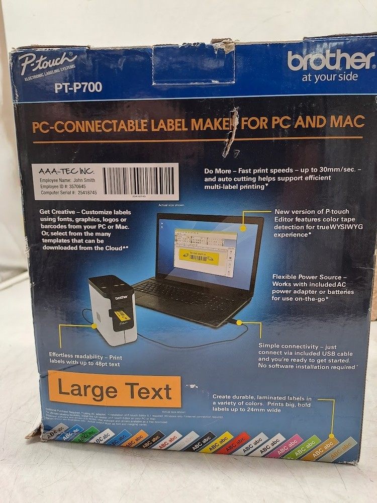 Brother P-Touch PC Connectable Label Maker (PT-P700) White