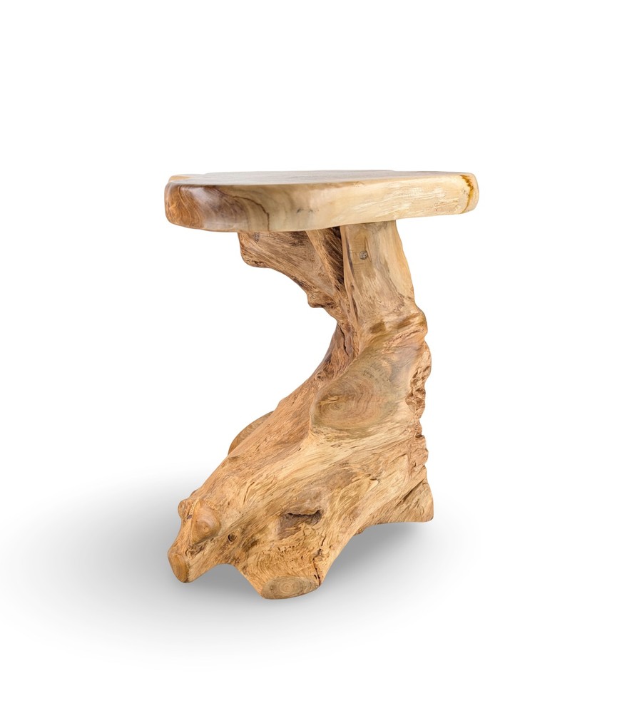 Teak Side Table, Wood Side Table, Teak Accent Stool, Handcrafted Side Table
