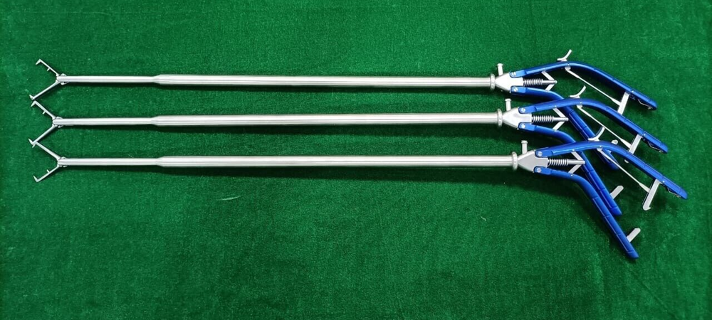 3pc Laparoscopic Tenaculum Forceps 12mmx460mm Double Action Reusable Instruments