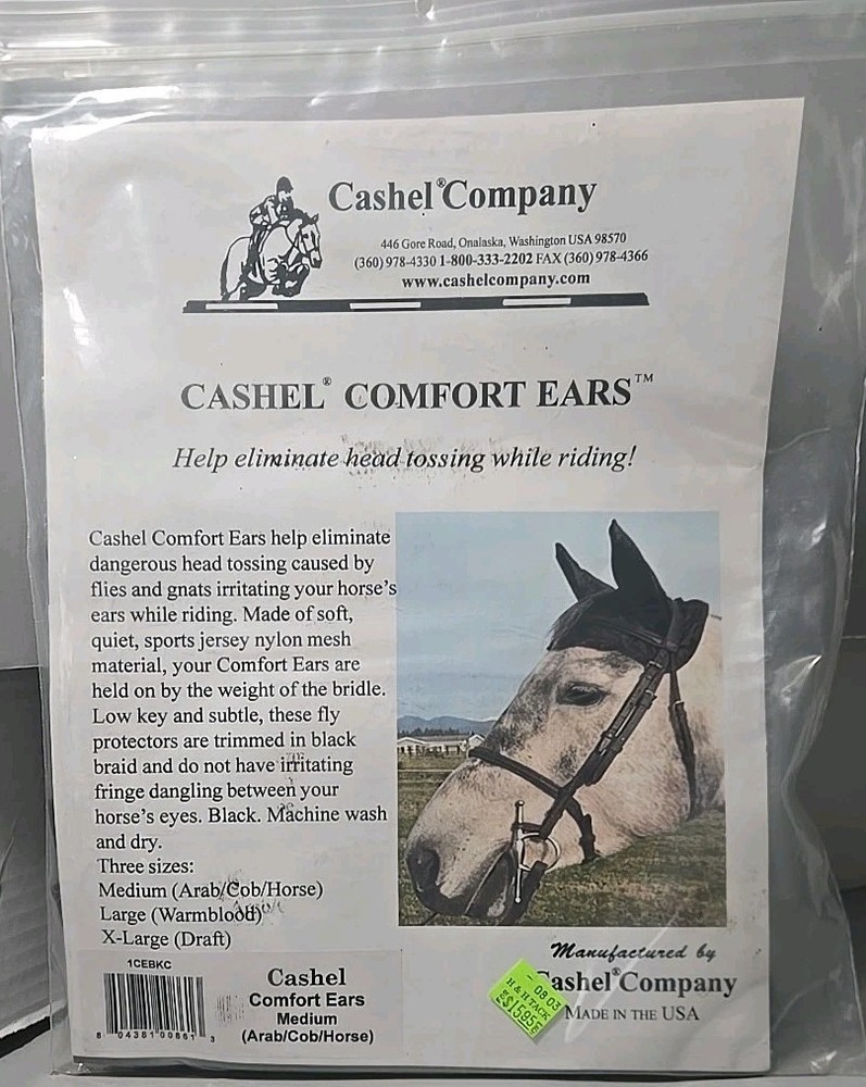 Cashel Comfort Ears Fly Protection Black Nylon Mesh Medium
