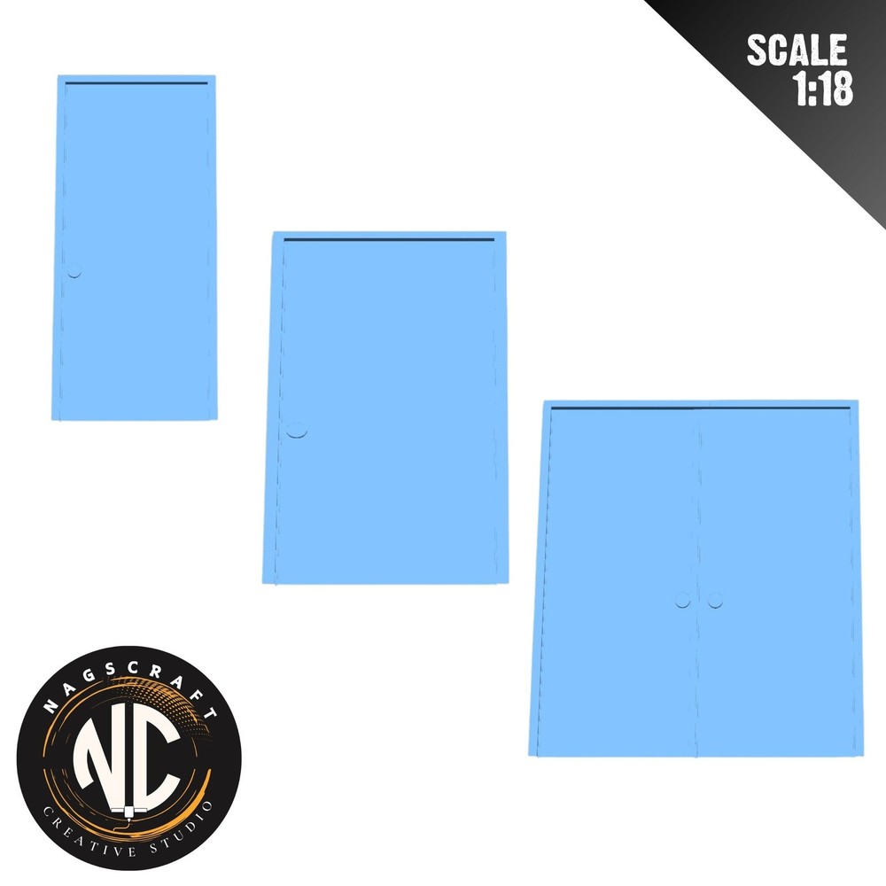 Miniature 1:18 Scale Solid Panel Door for Diecast Diorama Model by Nagscraft