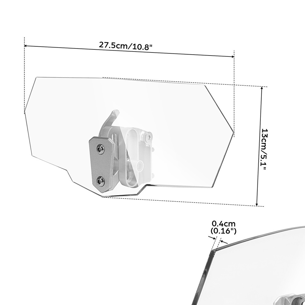 Windshield Extension Spoiler Wind Screen Deflector for Universal Motorcycle