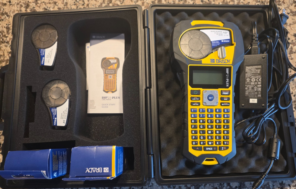 Brady BMP21-Plus Handheld Label Maker Printer - 4 Extra Rolls