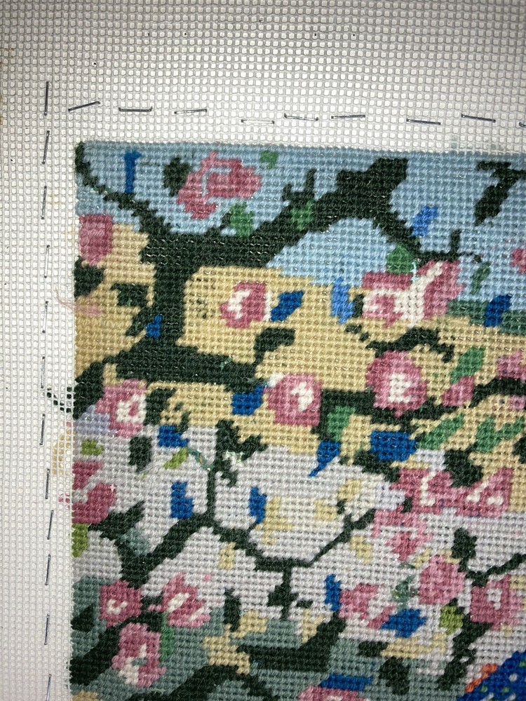 Needlework Peacock Scene Stunning And Large Complete Yarn