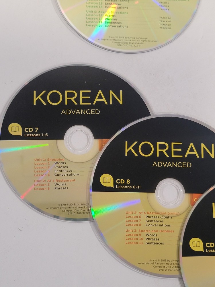 9 Korean Loose Language Audio CDs - Essential, Intermediate, & Advanced