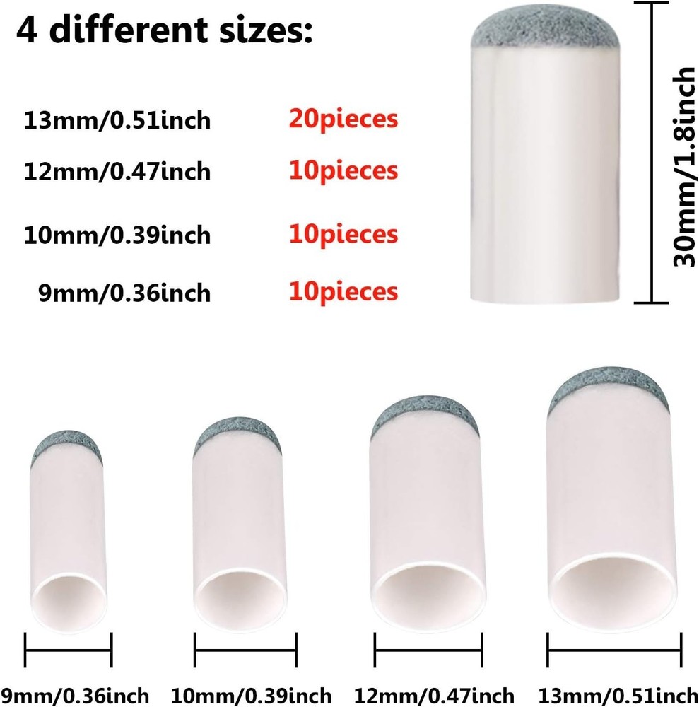 50 Counting Pool Cue Tips Replacement - Quality Slip-On for Billiard Lovers