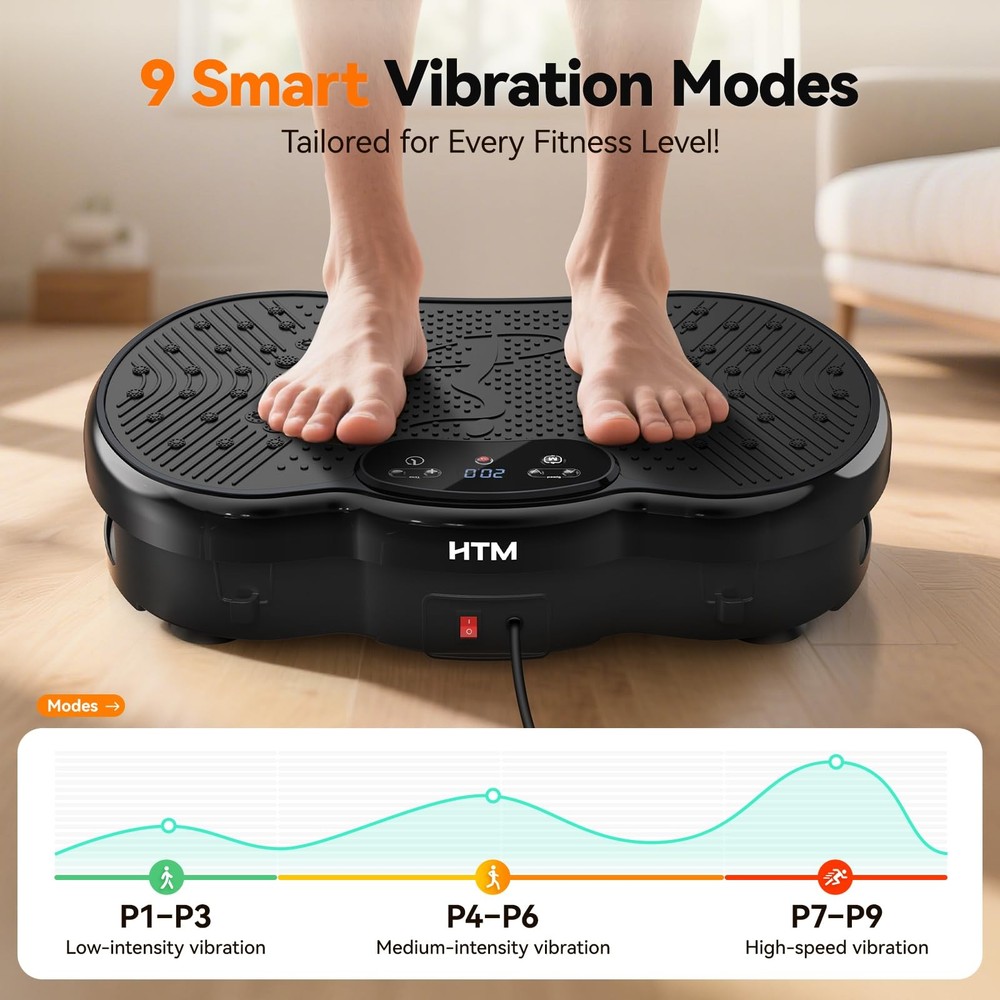 HTM Vibration Plate Exercise Machine - 300 lbs Weight Capacity, 120 Speed Lev...