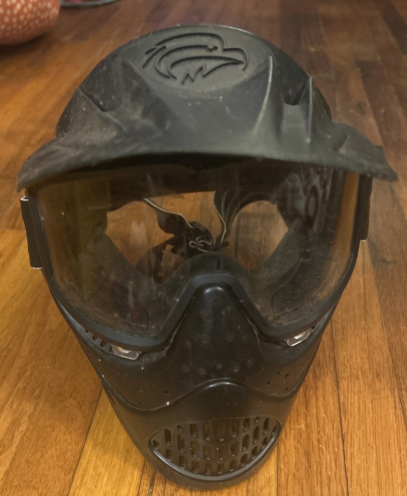 Brass Eagle Paintball Mask Black Full Face Goggles with Visor – Clean