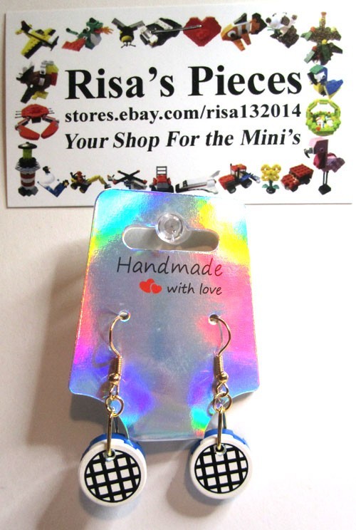 LEGO Loop 2x2 Round Tile Earrings - Checkered Pattern - (2 Pieces)
