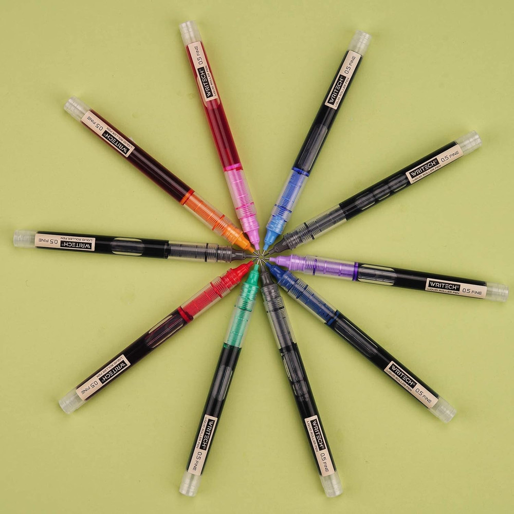 Rolling Ball Quick Dry 0.5 mm Extra Fine Point 10 Pcs Liquid Rollerba...