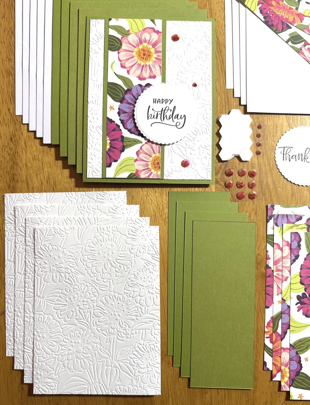 Stampin’ Up! Zinnias Sentiment Variety Card Kit-Set of 5, DSP, Embossed, Dots