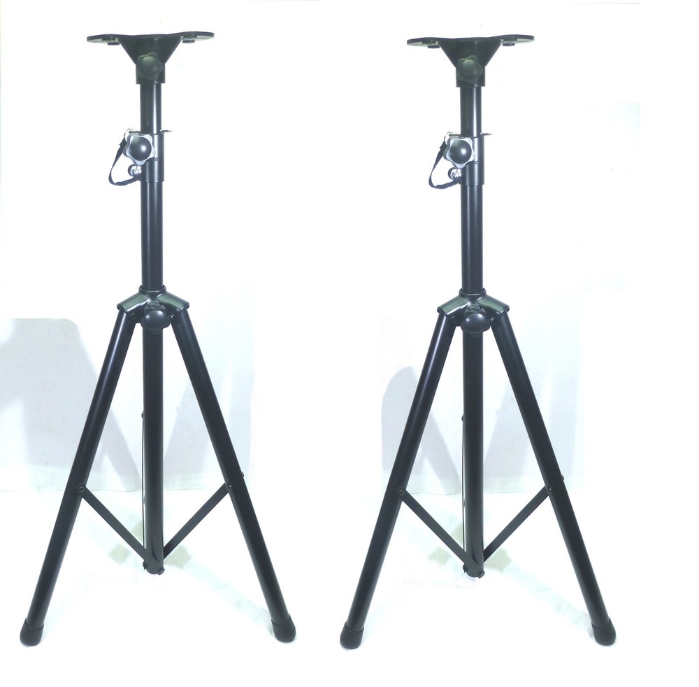 (2) Two  Adjustable Pole / Tripod Speaker Stand with Universal Mounting Base.