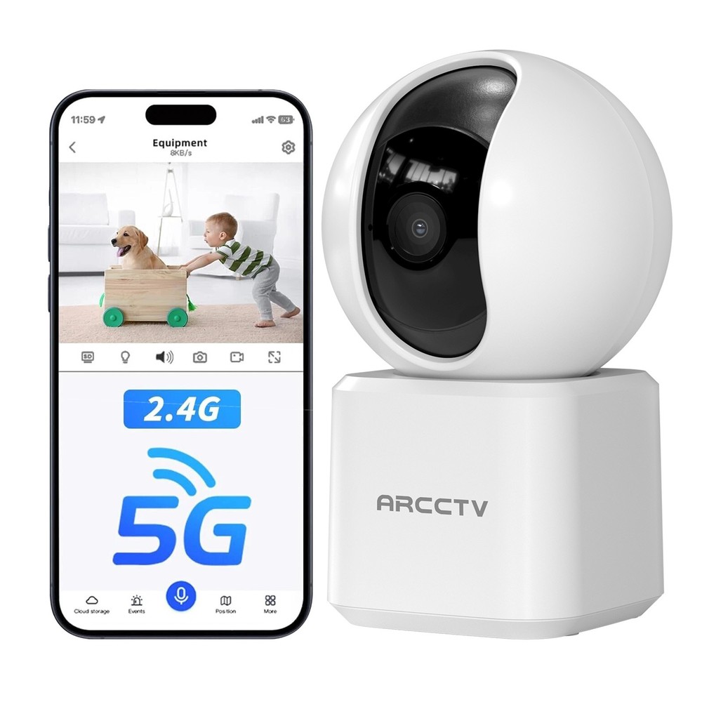 Wireless 5G WiFi Security Camera System 2K Smart PTZ Indoor Night Vision Camera