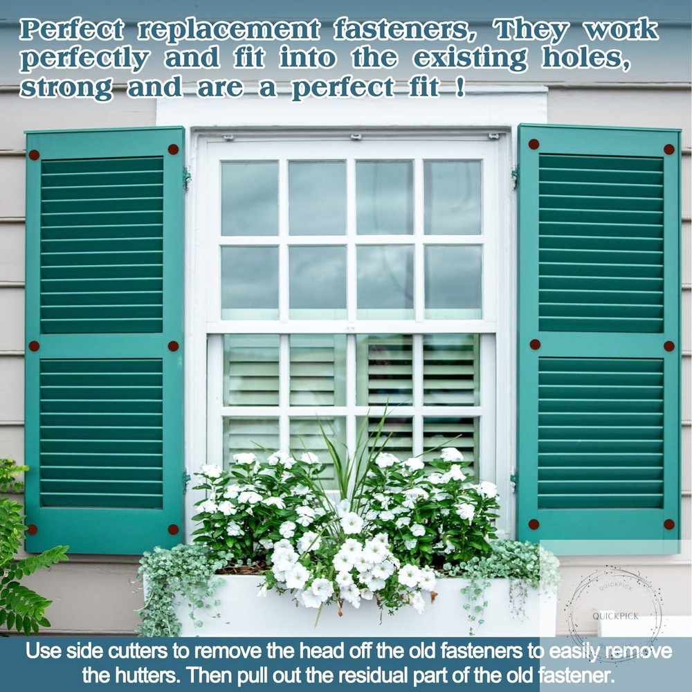 60Pcs 3 Inch Vinyl Shutter Fasteners, Window Shutter Panel Pegs Shutter Screws