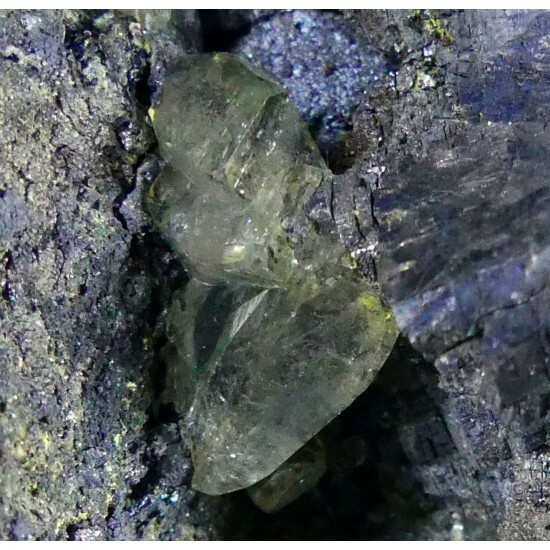 KB: NICE! FL. SW & LW LIGHT YELLOW/WHITE ANGLESITE CRYSTALS SOLID GALENA MATRIX