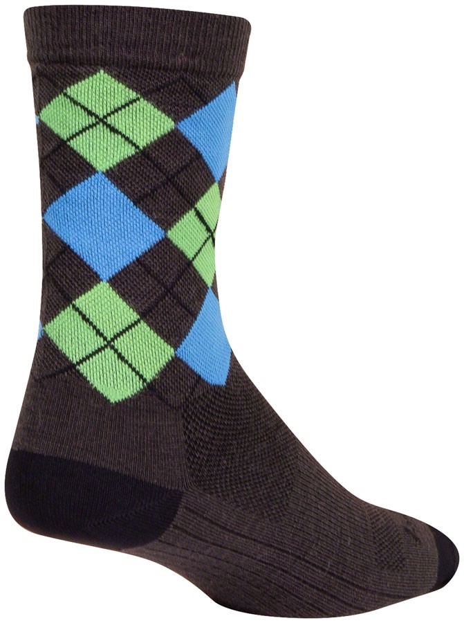 SockGuy Wool Highlander Socks 6" Unisex Crew Socks Small/Medium Brown