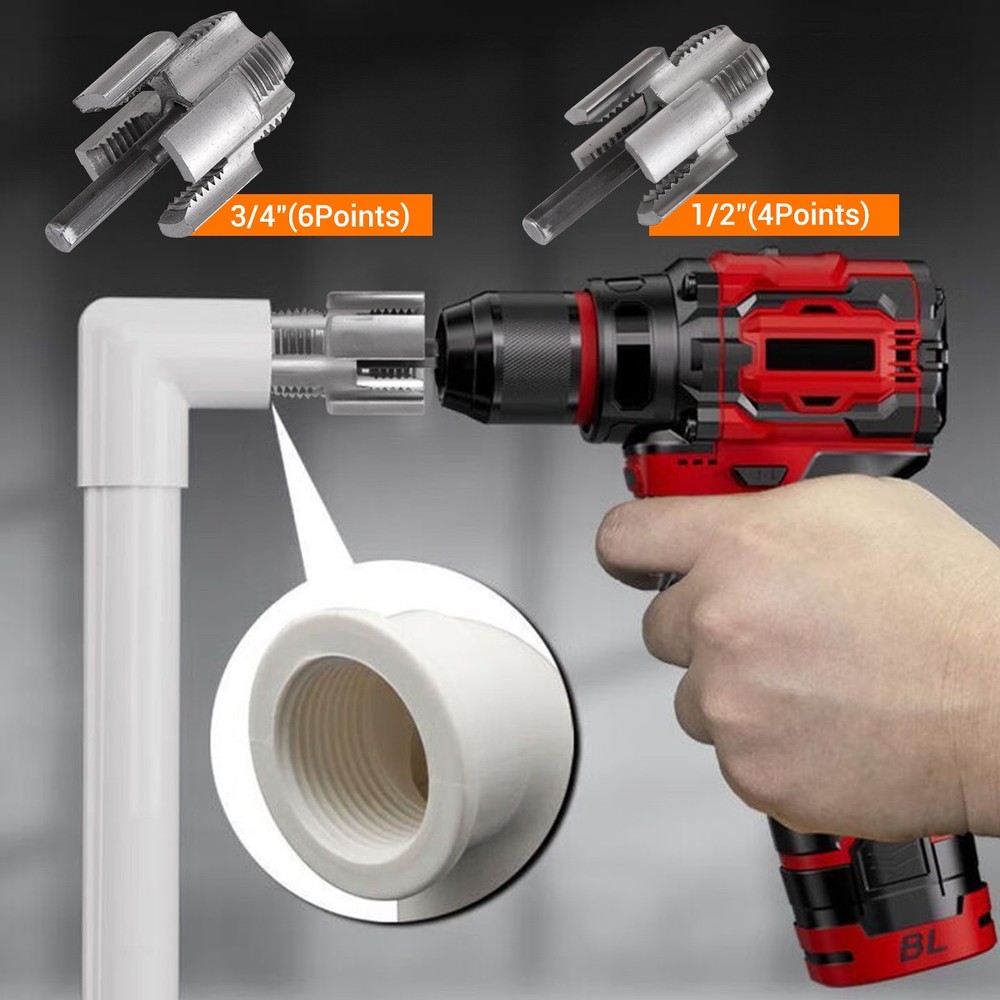 Integrated Internal & External Pipe Threading Tool For 1/2'' + 3/4'' Water Pipe