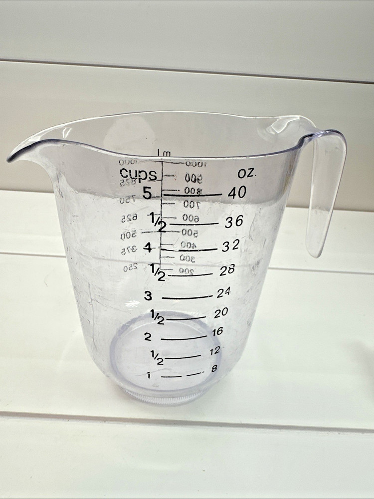 Vintage Kayser Measuring Pitcher 5 Cups Clear Plastic