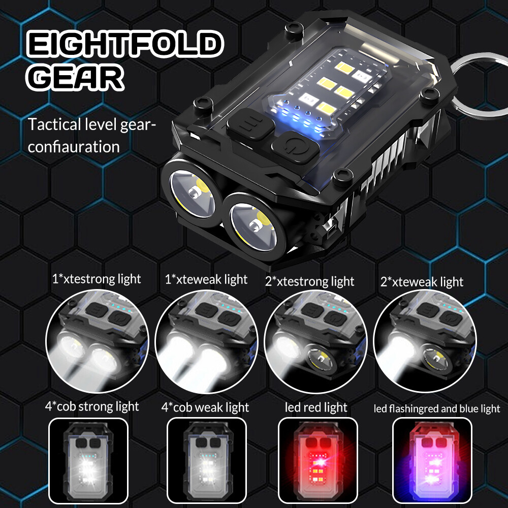 2pcs Mini Pocket Keychain Flashlight EDC Flashlight LED COB Night Light Lamp