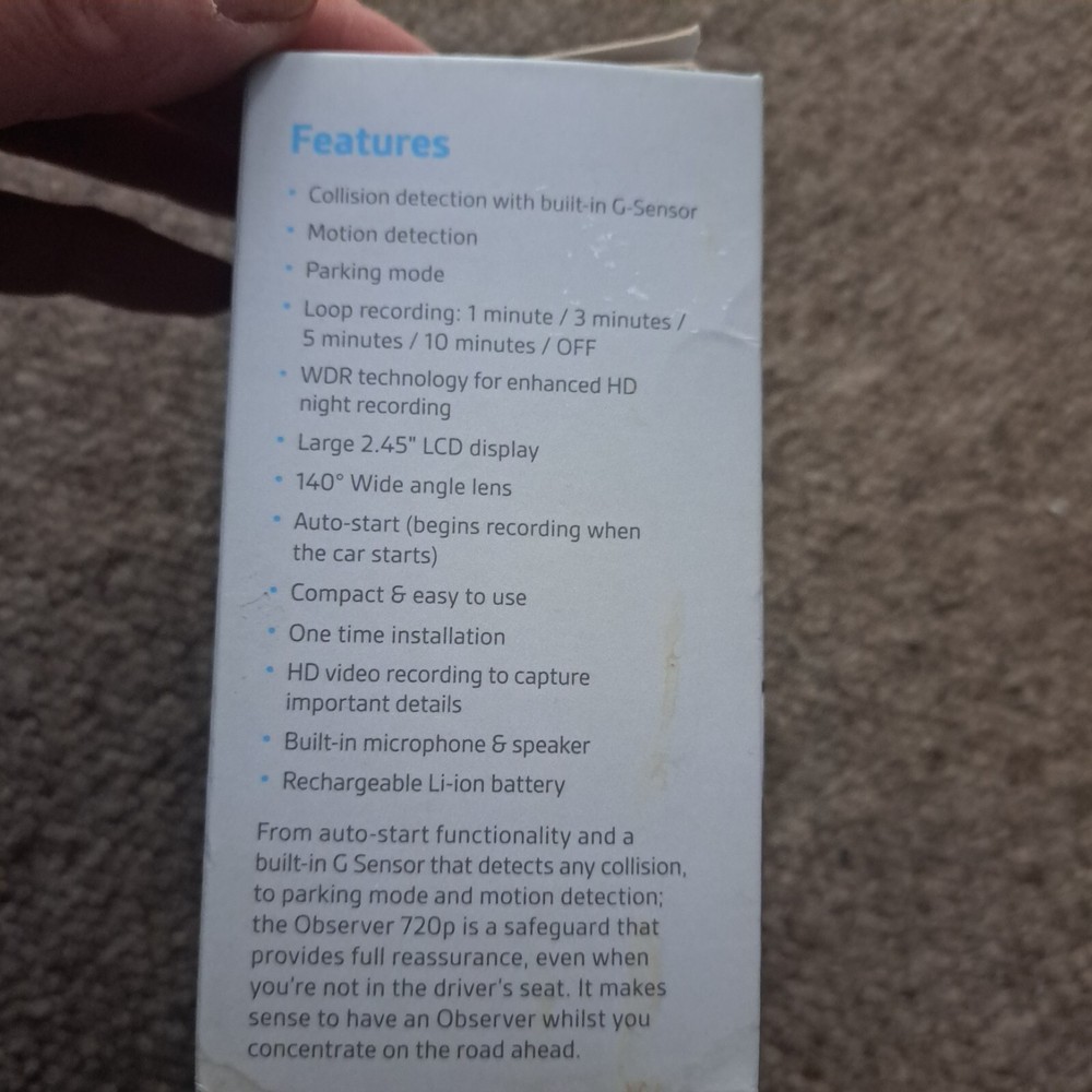 Observer Dashboard Camera 720p